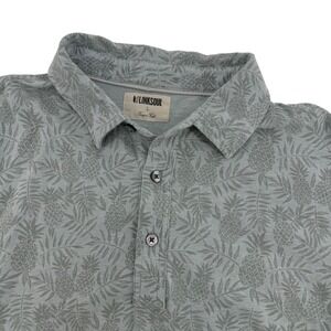 Linksoul Tempus Fugit‎ Mens Golf Polo Shirt Size L Pineapple Leaf Print Short